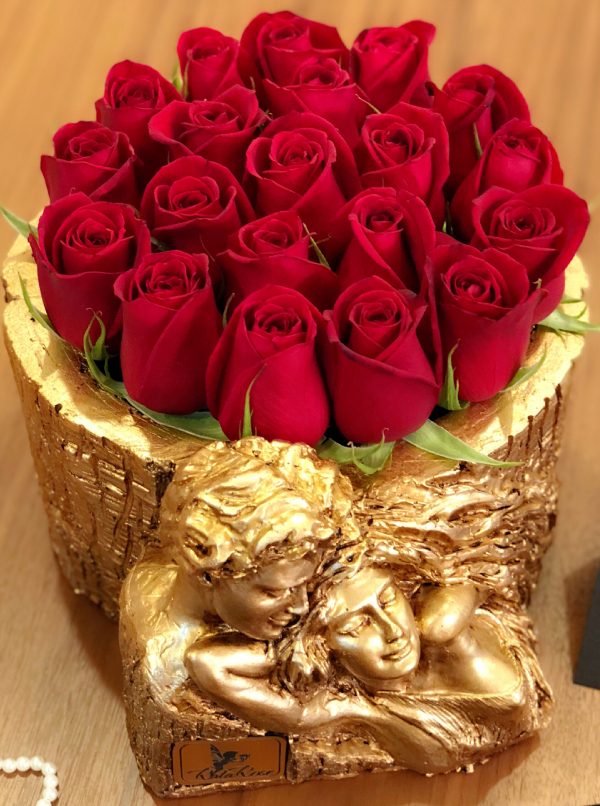 گلدونی آغوش عشق رز قرمز هلندی,سبد گل رز آغوش عشق,سفارش آنلاین گلدونی آغوش عشق رز قرمز,جعبه گل قلب رز قرمز,گلدون گل رز قرمز,گلدون گل رز سفید